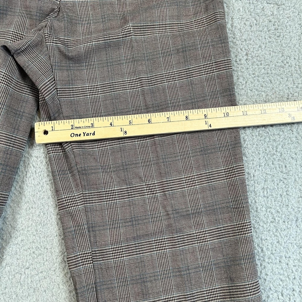 Hybrid Pants Womens 6 Brown Glen Plaid Side Zip Flare Trouser Career Dress Work - Picture 13 of 16